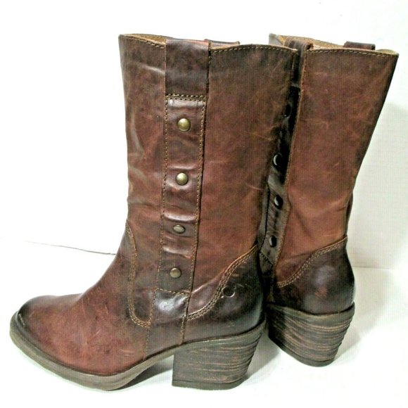Born Womens Brown Leather Boots Mid Calf Size 6 US /36.5 EU - Picture 2 of 11